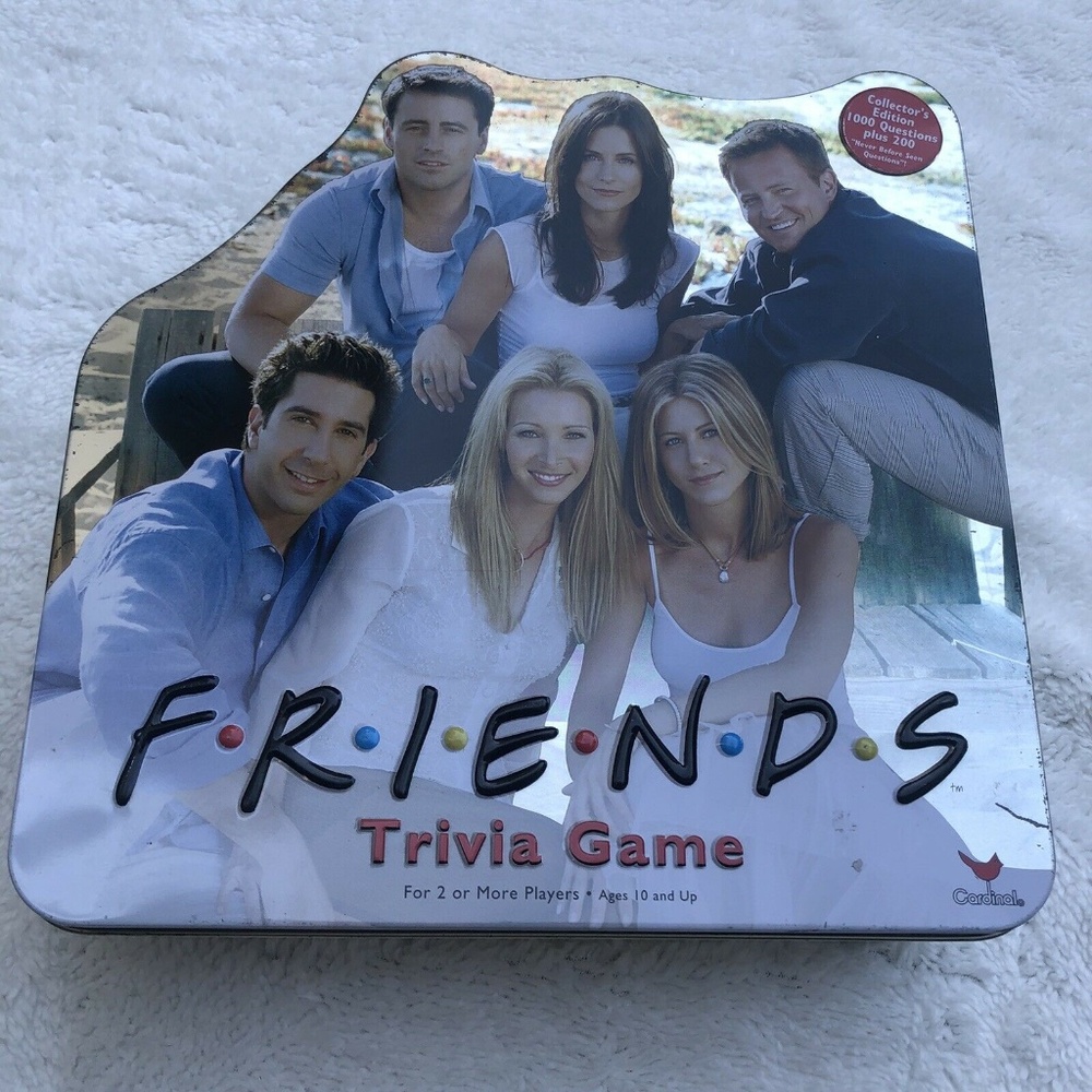 Friends Trivia Game Complete! 2002 Collector's Edition Yellow Tin Cardinal